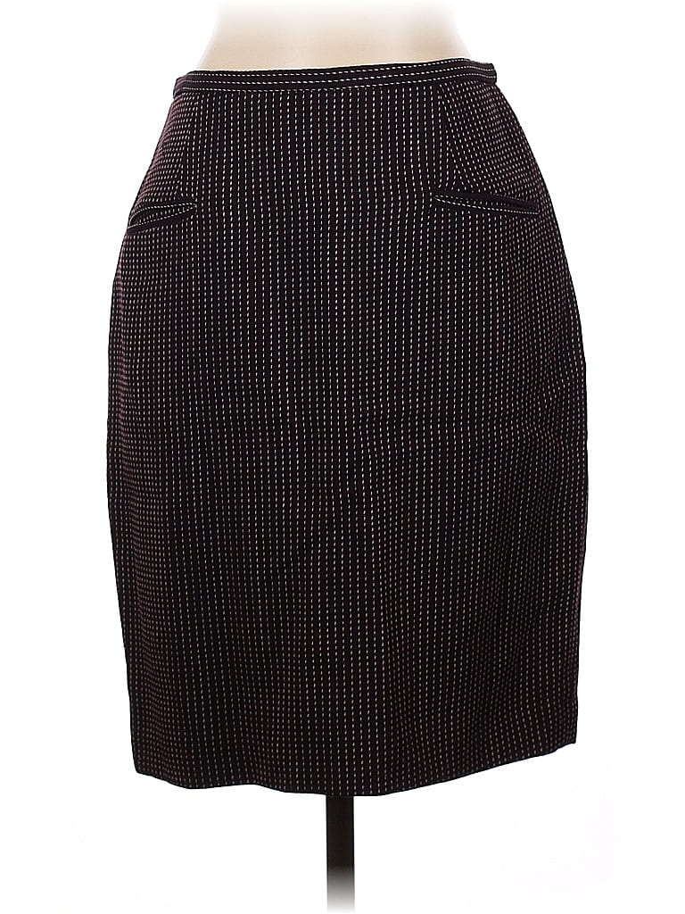 Norma Kamali 100% Wool Houndstooth Burgundy Brown Wool Skirt Size S - photo 1