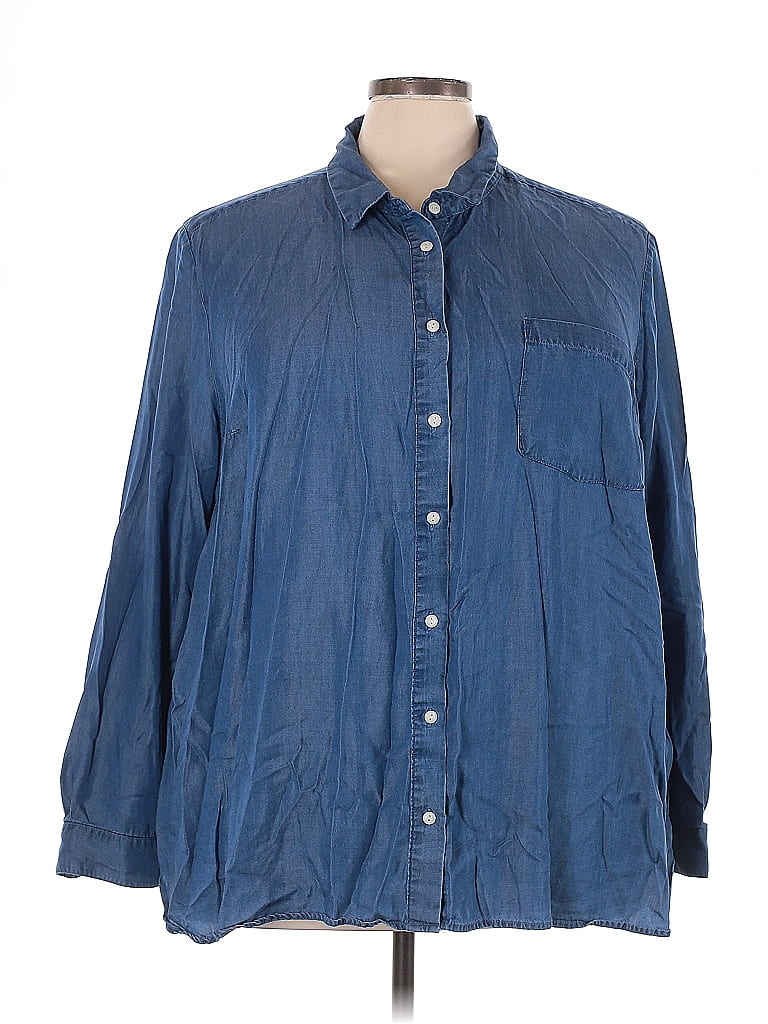 Terra & Sky Blue 3/4 Sleeve Button-Down Shirt Size 3X - photo 1