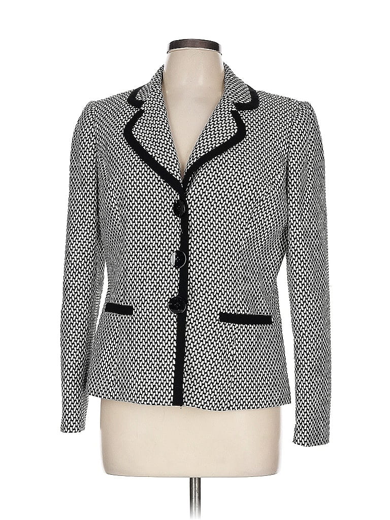 Kasper 100% Polyester Houndstooth Gray Blazer Size 10 - photo 1