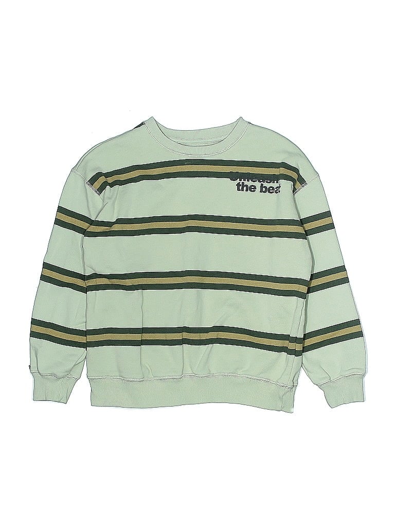 Zara 100% Cotton Stripes Green Sweatshirt Size 11 (big kids) - photo 1