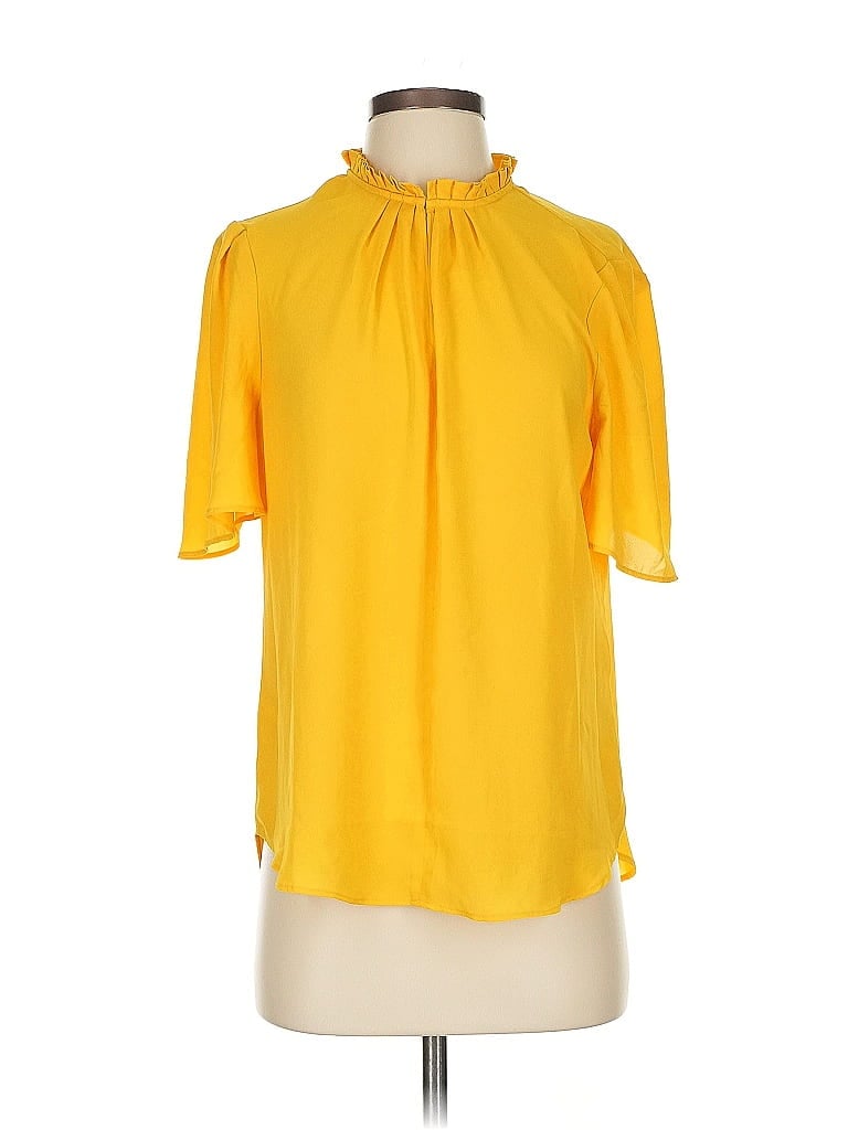 Pre-owned T Tahari Short Sleeve Blouse In Yellow
