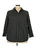 Roaman's Black 3/4 Sleeve Button-Down Shirt Size 22 - photo 1