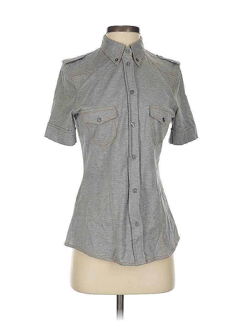 D&G Dolce & Gabbana Gray Short Sleeve Button-Down Shirt Size S - photo 1