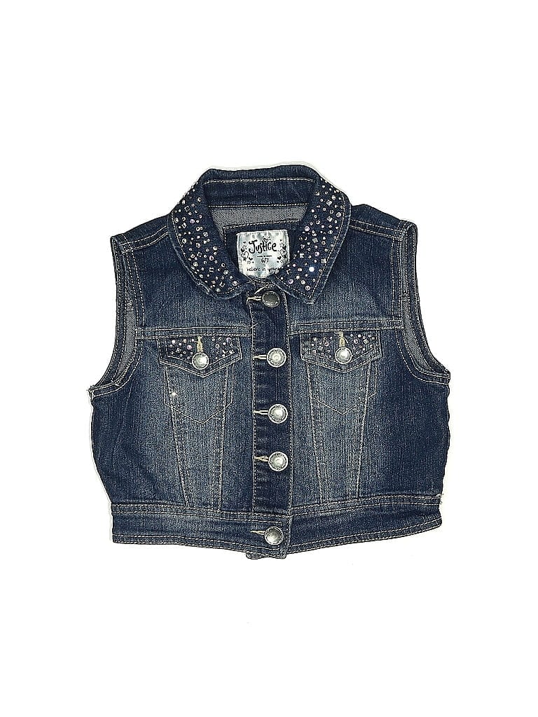Justice Blue Denim Vest Size 6 (big kids) - photo 1