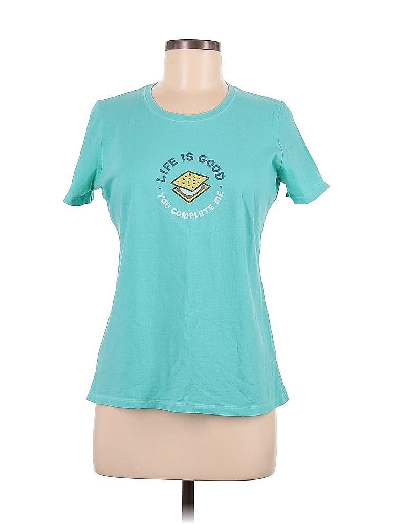 Life Is Good 100% Cotton Teal Short Sleeve T-Shirt Size M - photo 1