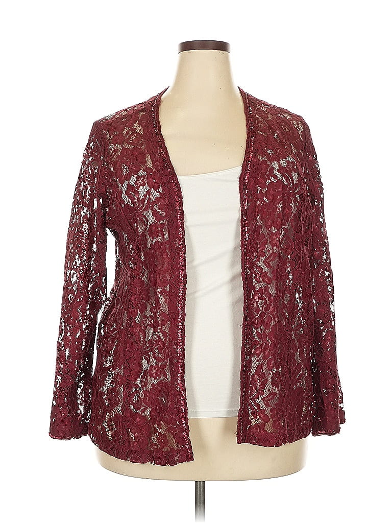 Roaman's Burgundy Cardigan Size 24 - photo 1