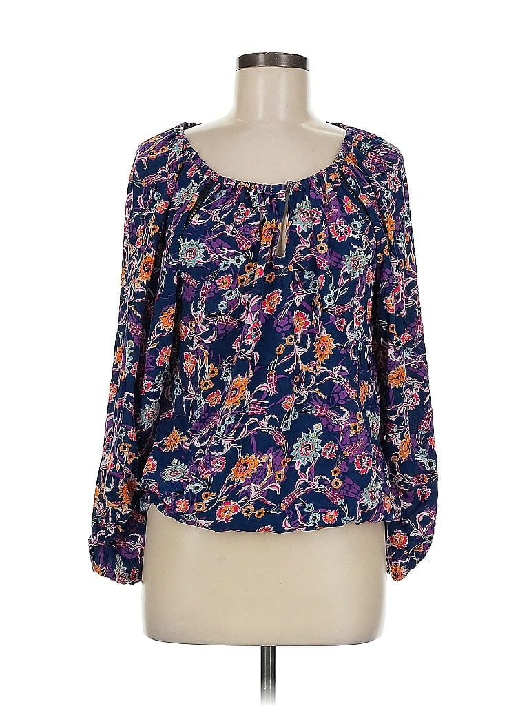 Pre-owned Ella Moss Long Sleeve Blouse In Purple