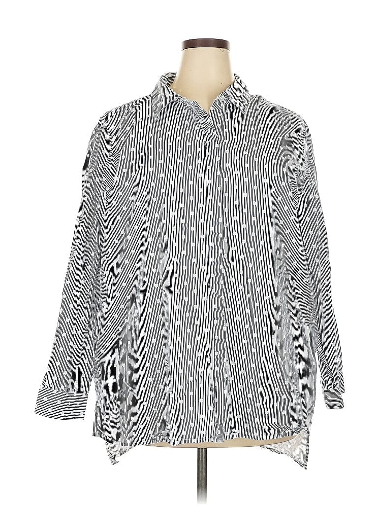 Chadwicks 100% Cotton Polka Dots Gray Long Sleeve Blouse Size 2X - photo 1