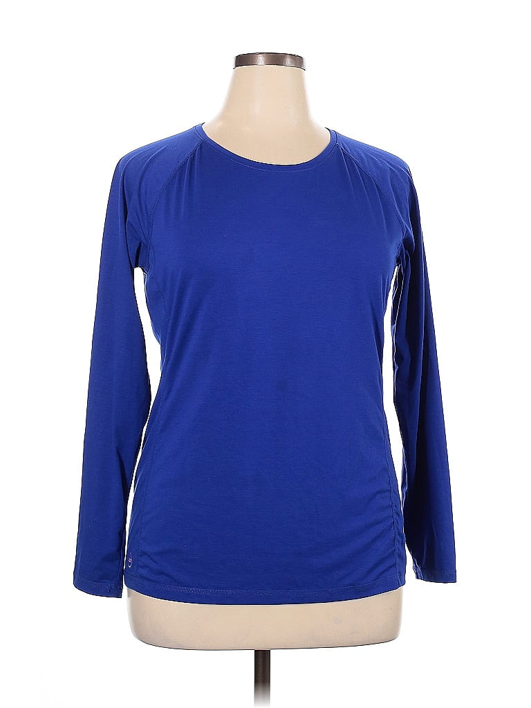 L-RL Lauren Active Ralph Lauren Solid Blue 3/4 Sleeve T-Shirt Size XL - photo 1