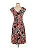 London Times Print Red Brown Cocktail Dress Size 8 - photo 2