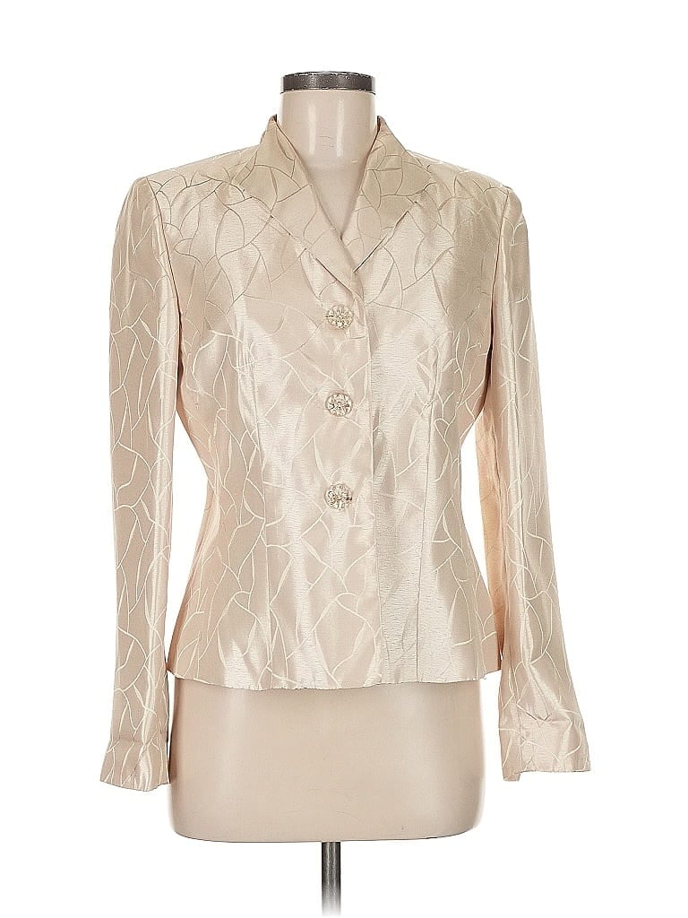 Le Suit 100% Polyester Metallic Ivory Blazer Size 6 - photo 1