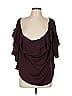 Soho JEANS NEW YORK & COMPANY 100% Polyester Burgundy Short Sleeve Top Size L - photo 1
