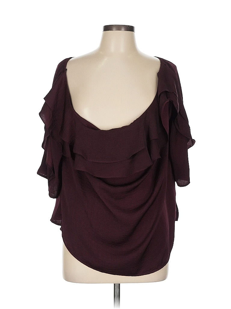 Soho JEANS NEW YORK & COMPANY 100% Polyester Burgundy Short Sleeve Top Size L - photo 1