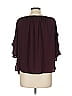 Soho JEANS NEW YORK & COMPANY 100% Polyester Burgundy Short Sleeve Top Size L - photo 2
