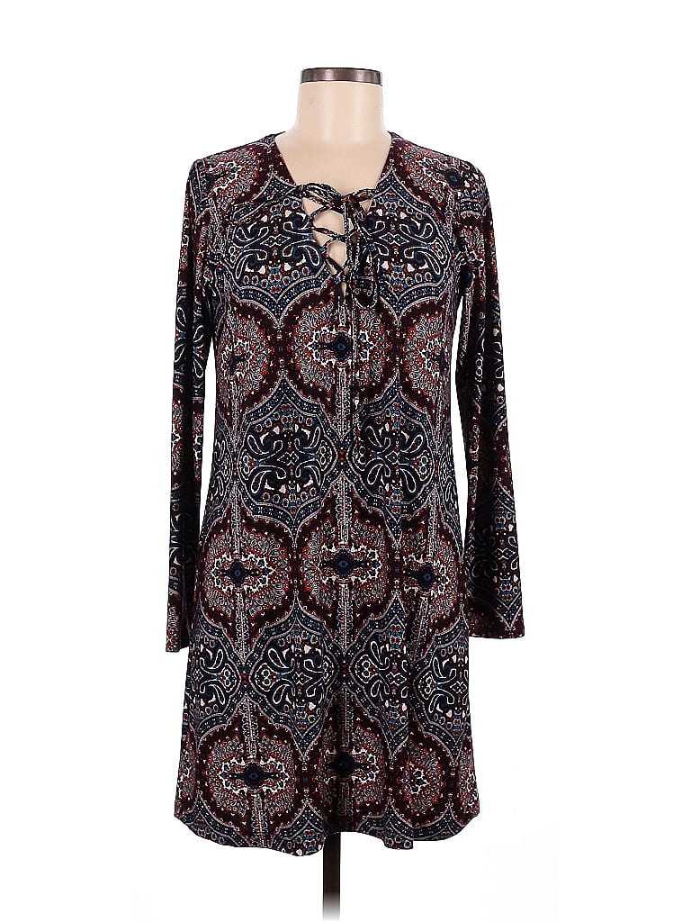 Veronica M. Paisley Burgundy Casual Dress Size M - photo 1
