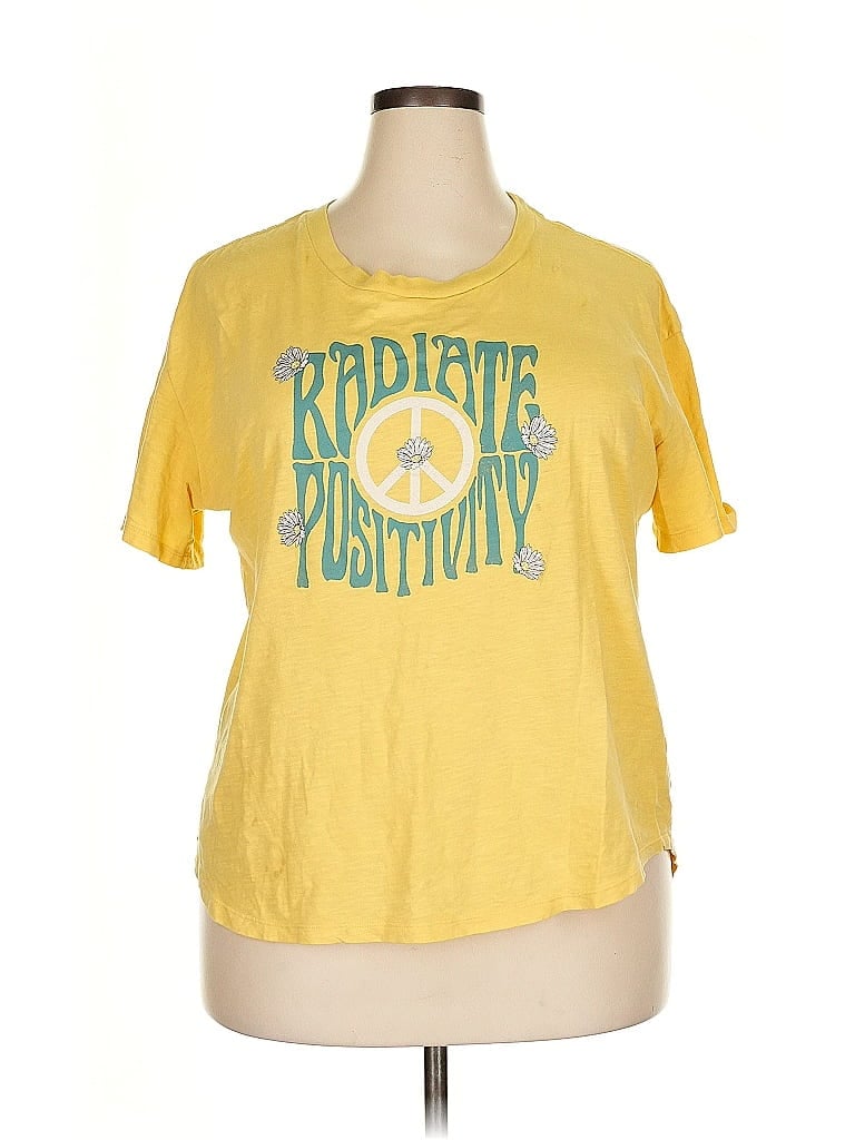 Wildfox 100% Cotton Yellow Short Sleeve T-Shirt Size XXL - photo 1