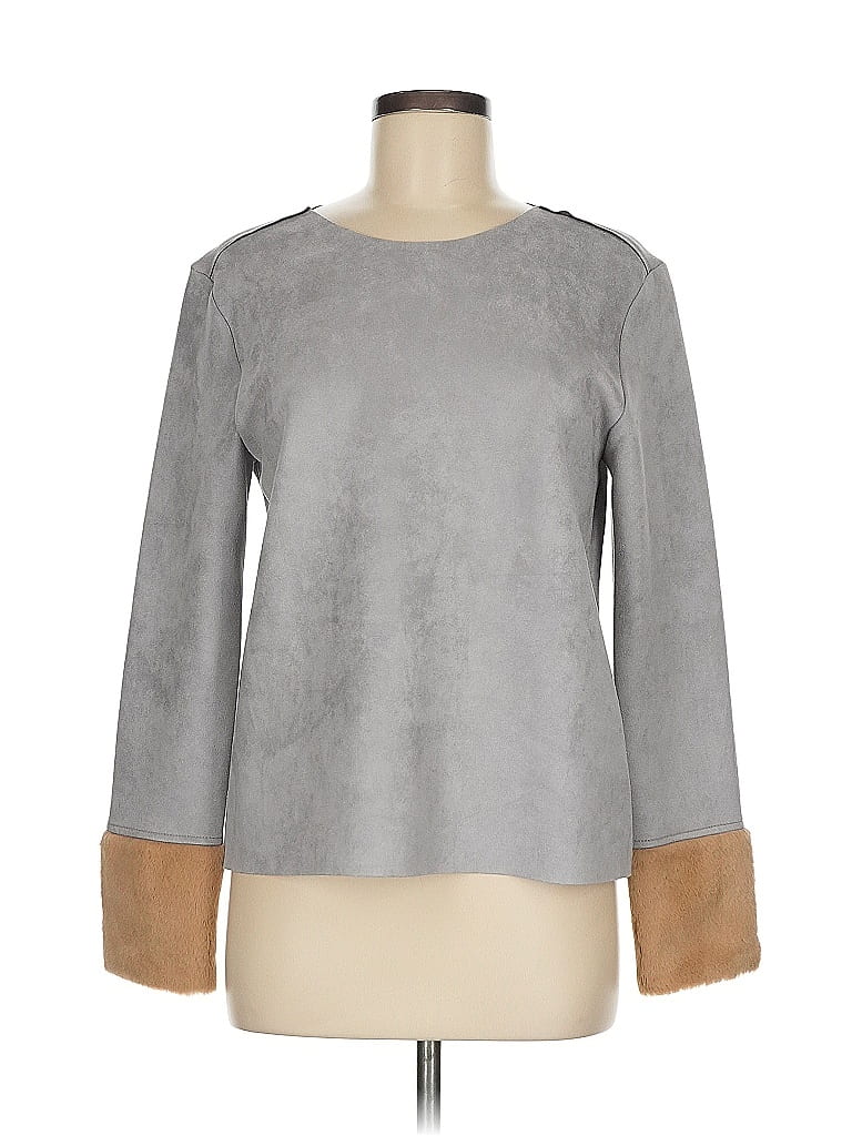 Zara W&B Collection Gray Long Sleeve Top Size M - photo 1