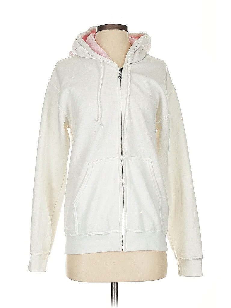 Pre-owned Assorted Brands Zip Up Hoodie In White