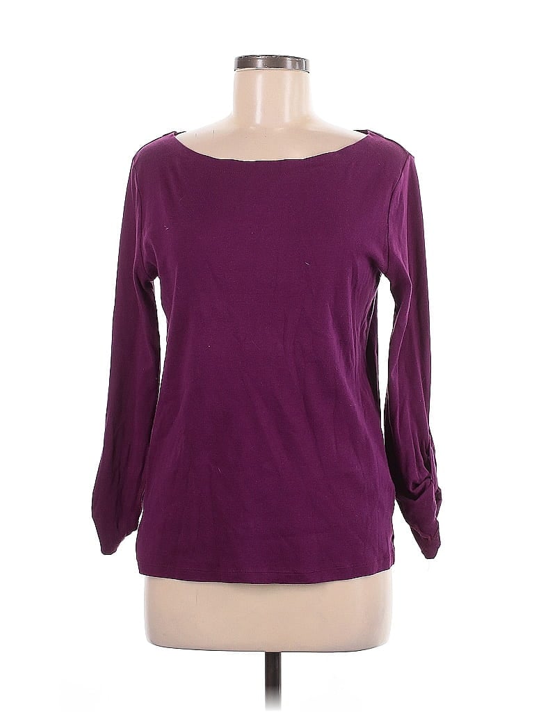 Pre-owned Jones New York Signature 3/4 Sleeve T-shirt In Purple