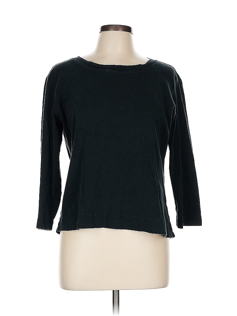 Chico's Design 100% Cotton Black Green 3/4 Sleeve T-Shirt Size L - photo 1