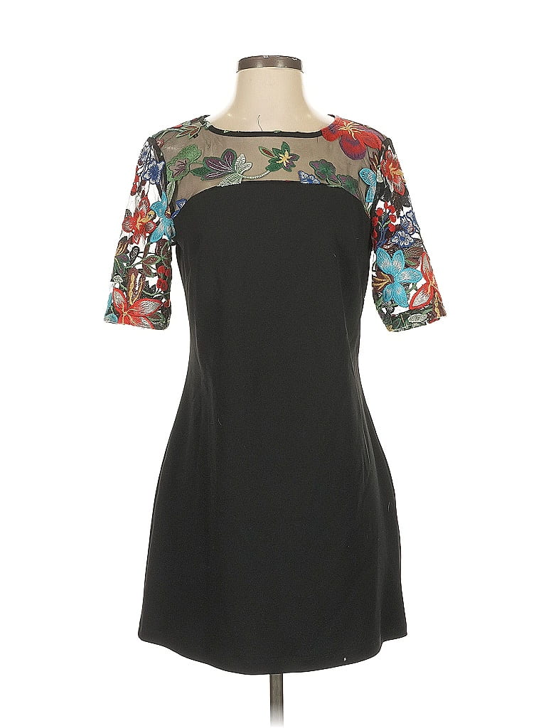 Nina Leonard Graphic Black Cocktail Dress Size S - photo 1