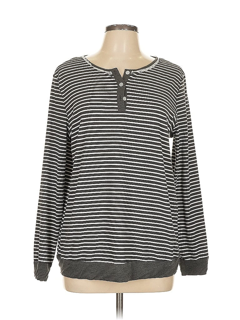 Pre-owned Ekouaer Long Sleeve Henley Shirt In Gray