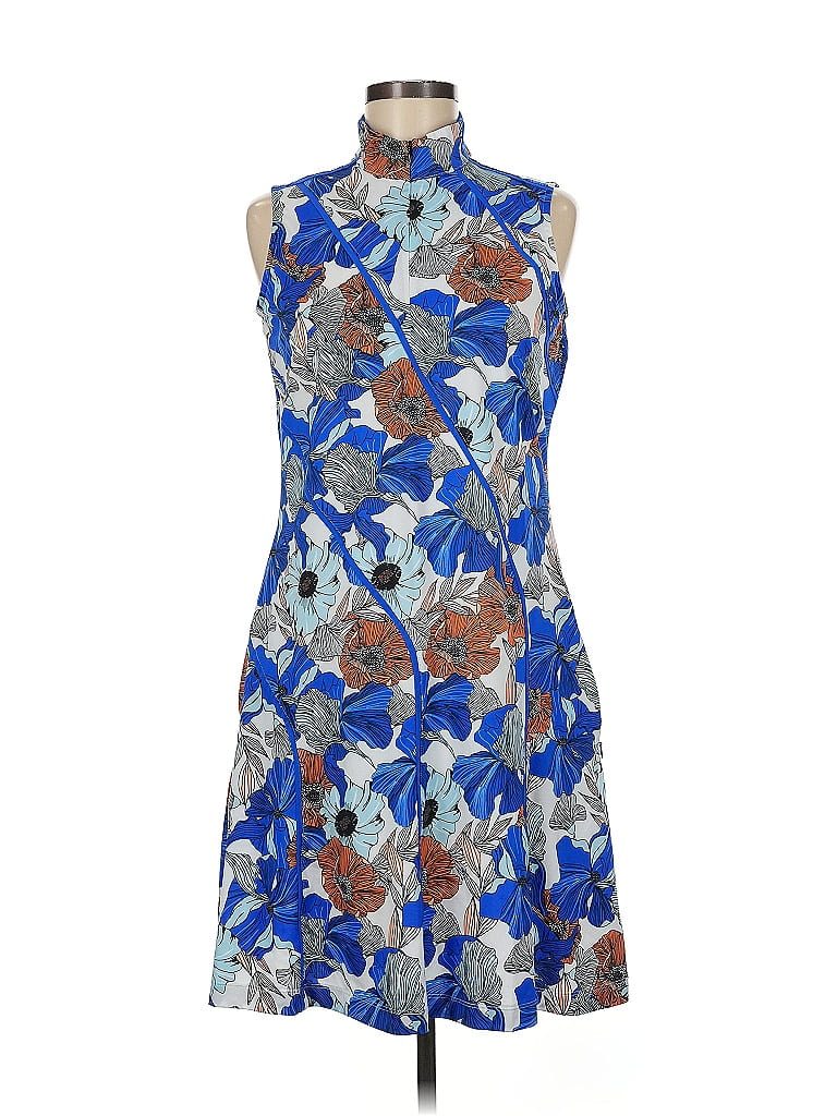 Tail Print Blue Cocktail Dress Size M - photo 1