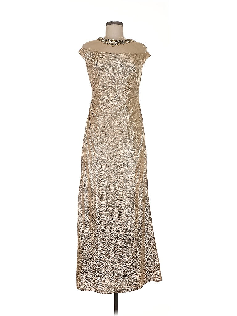David Meister Metallic Gold Cocktail Dress Size 6 - photo 1
