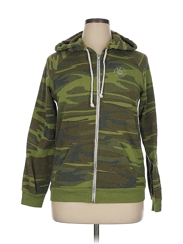 ALTERNATIVE Camo Green Zip Up Hoodie Size XL - photo 1