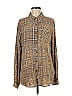 Mystree 100% Rayon Tweed Brown Long Sleeve Button-Down Shirt Size M - photo 1