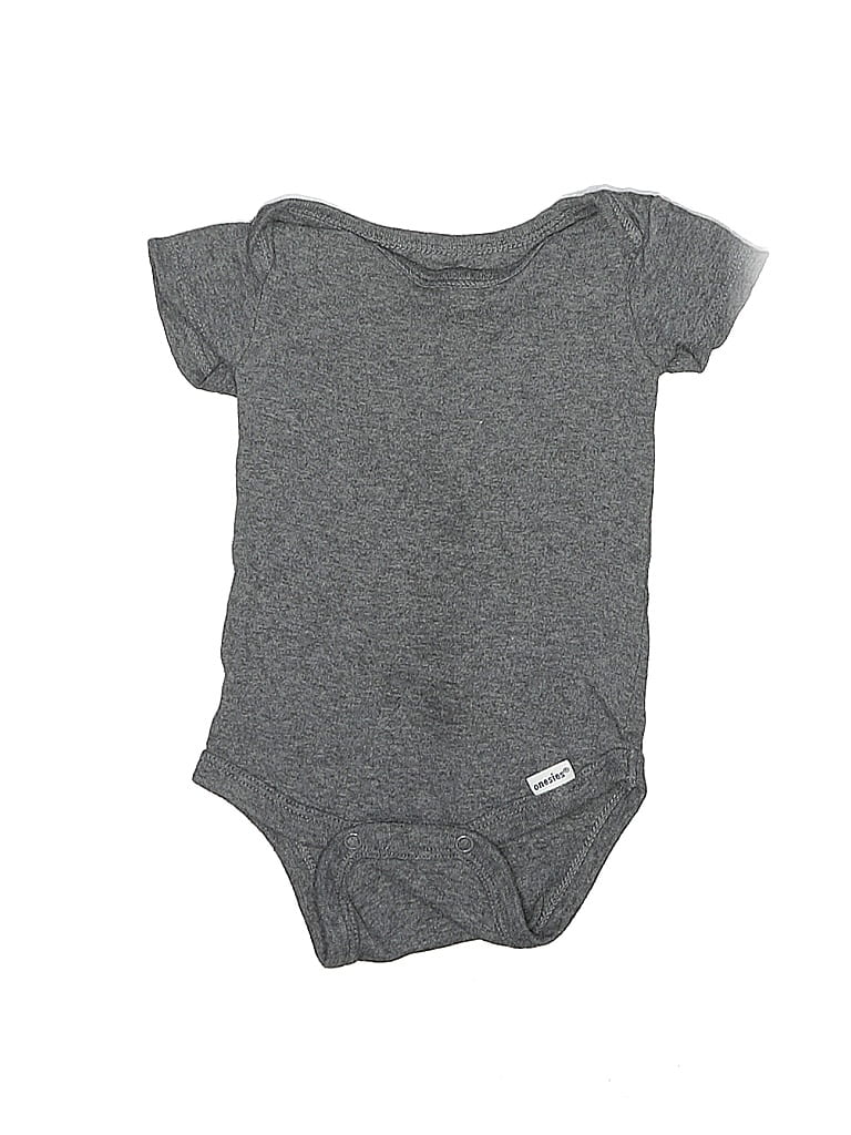 Gerber 100% Cotton Solid Gray Short Sleeve Onesie Size 0-3 mo - photo 1