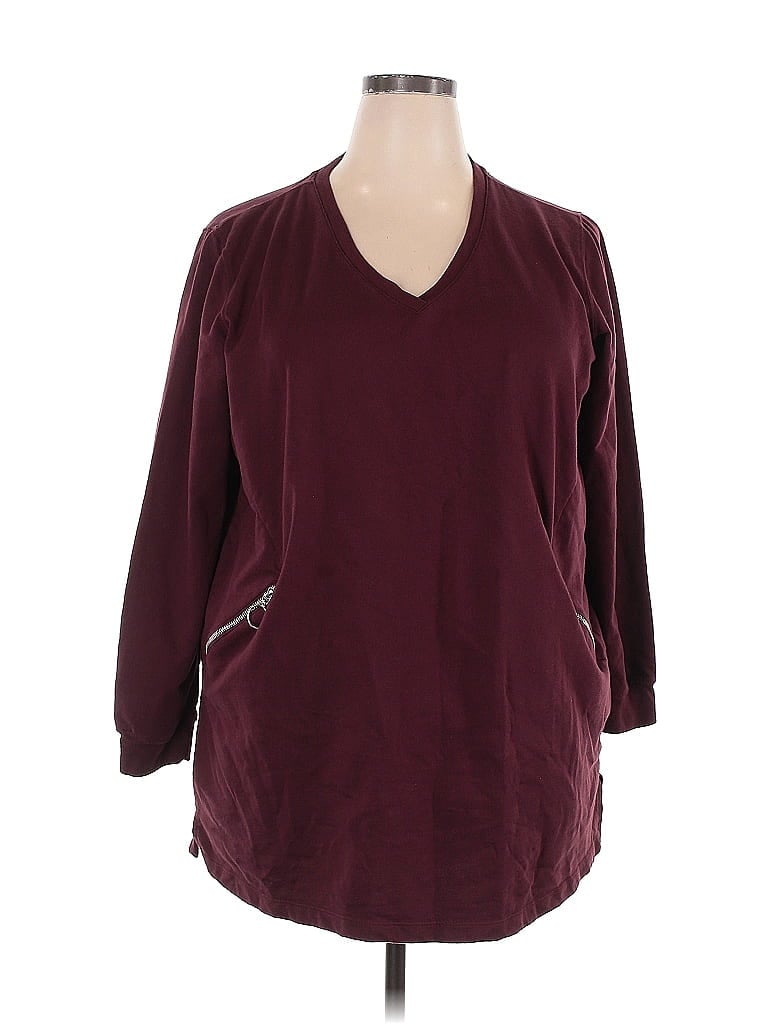 Ellos Burgundy Long Sleeve T-Shirt Size 18 - photo 1