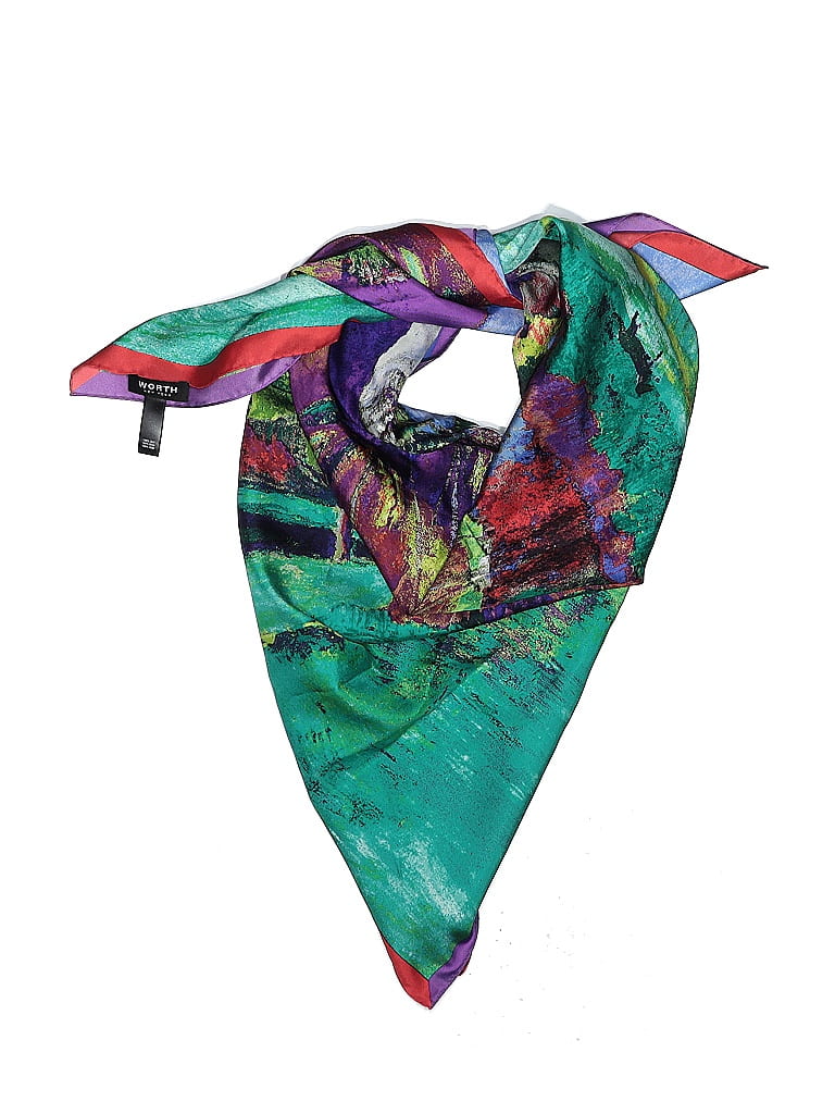 Worth New York 100% Silk Green Purple Silk Scarf One size - photo 1
