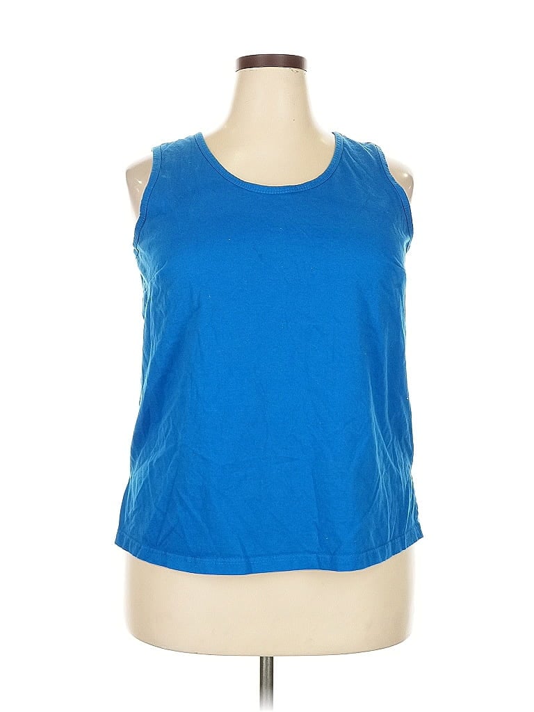 Woman Within 100% Cotton Blue Sleeveless Top Size 18 - photo 1