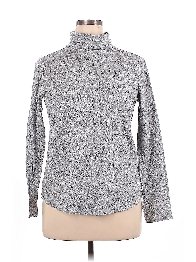 Ann Taylor LOFT 100% Cotton Gray Long Sleeve Turtleneck Size XL - photo 1