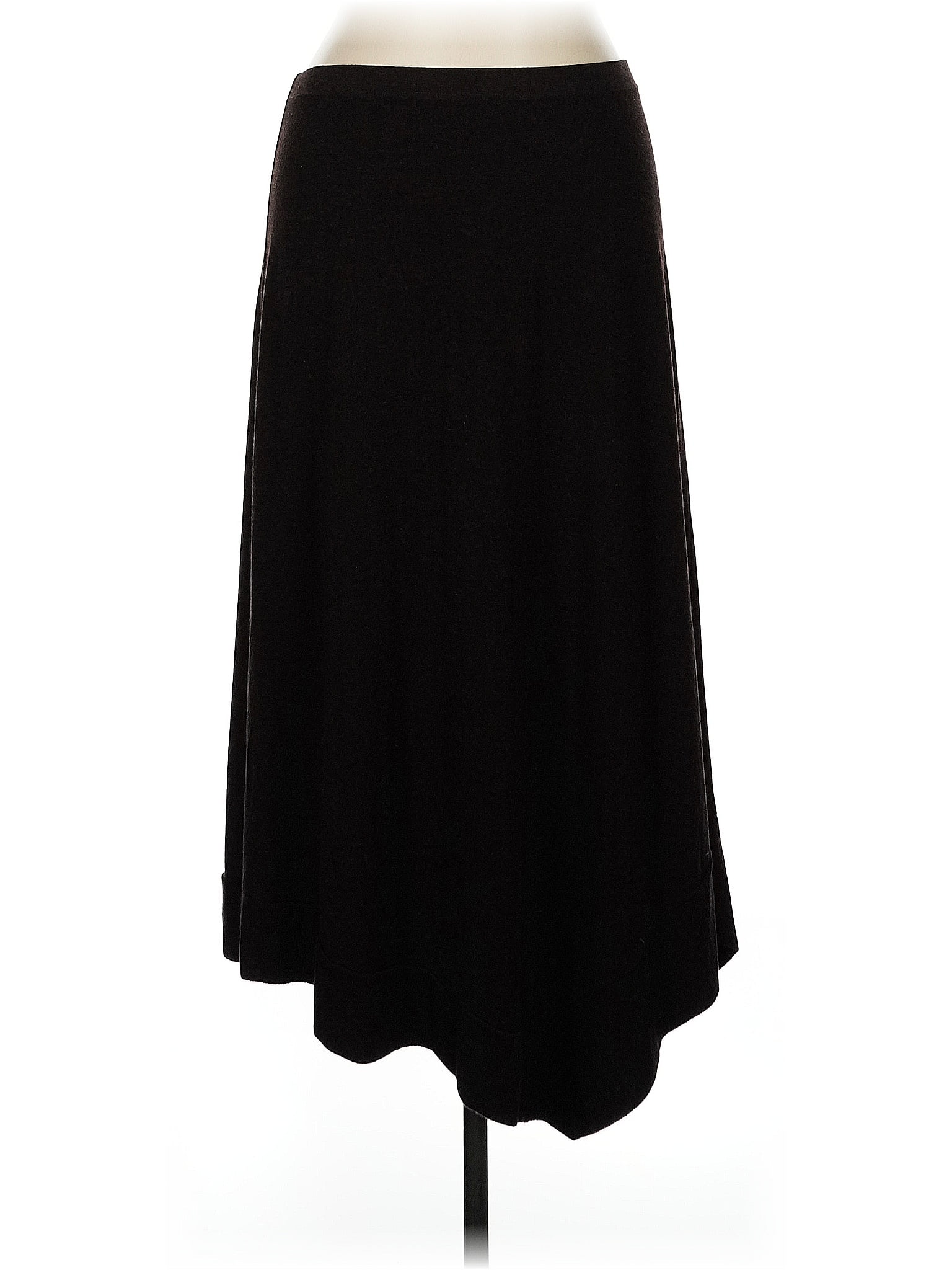 Eileen Fisher Solid Black Brown Casual Skirt Size M
