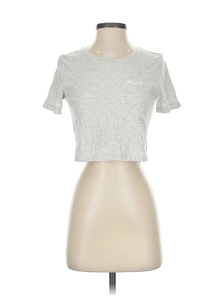 Victoria's Secret Pink 100% Cotton Silver Short Sleeve T-Shirt Size XS - photo 1