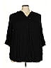 Woman Within 100% Rayon Black 3/4 Sleeve Button-Down Shirt Size 22 - photo 1