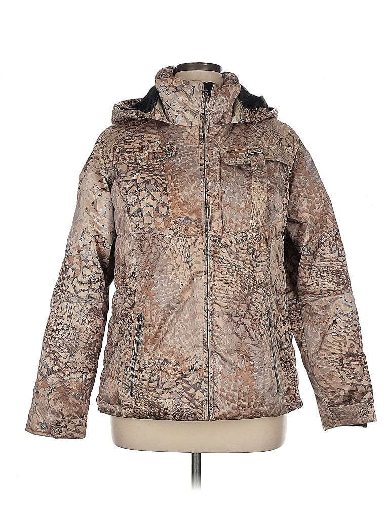 Obermeyer 100% Polyester Animal Print Brown Tan Snow Jacket Size 16 - photo 1
