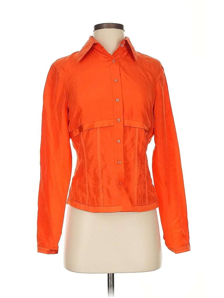 Worth 100% Silk Orange Long Sleeve Silk Top Size 4 - photo 1