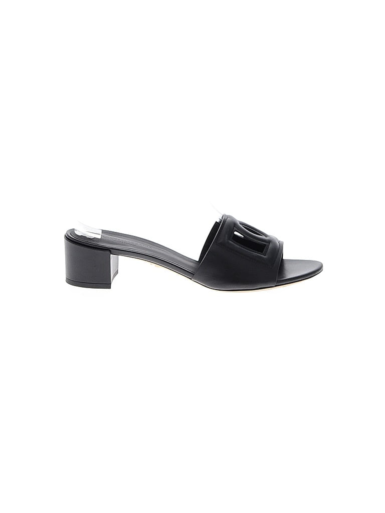 Dolce & Gabbana 100% Leather Black Sandals Size EU 39 1/2 - photo 1