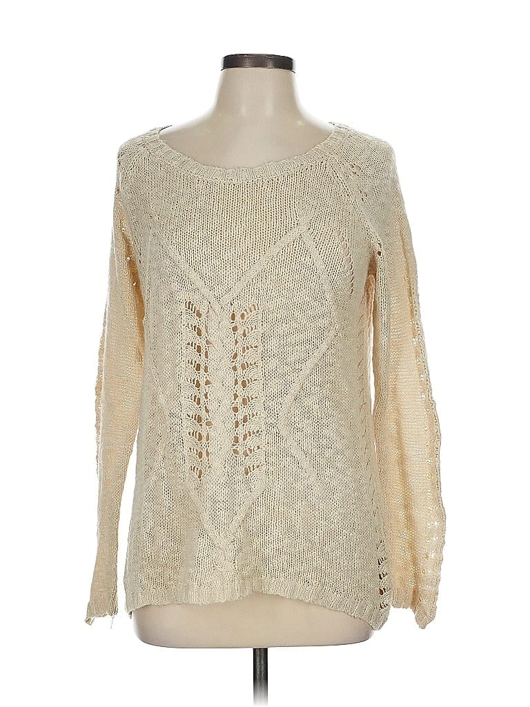 Pink Rose 100% Acrylic Ivory Pullover Sweater Size L - photo 1