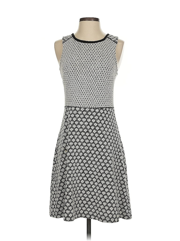 Ann Taylor LOFT Outlet Houndstooth Gray Casual Dress Size 2 - photo 1