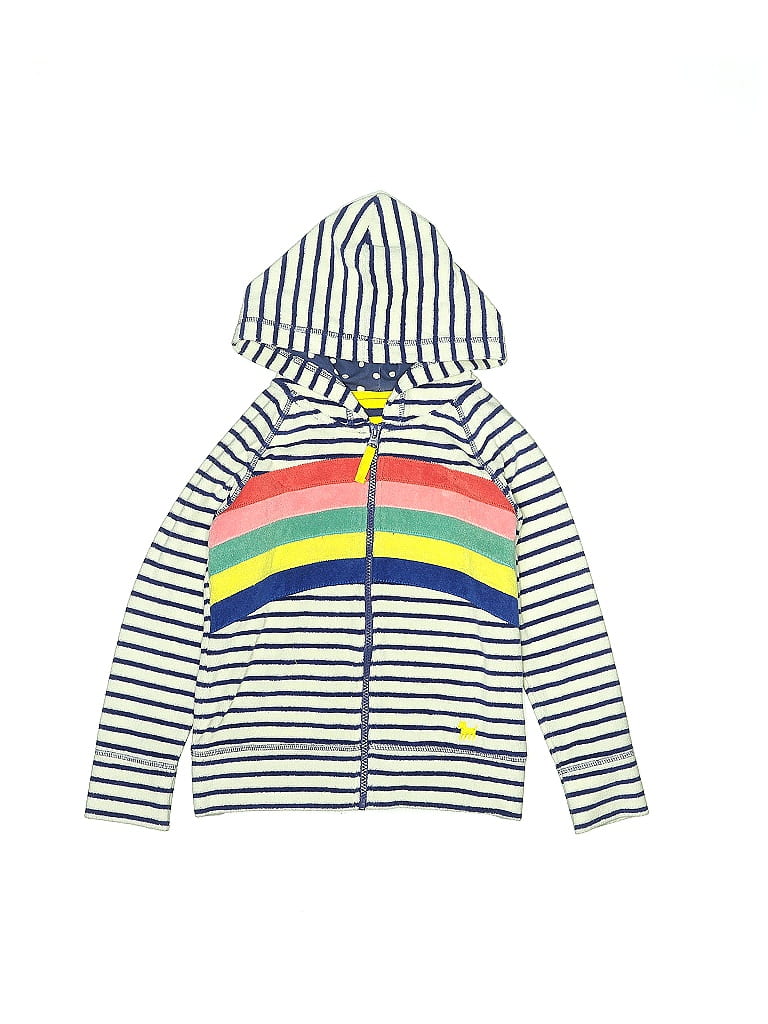 Mini Boden Stripes White Zip Up Hoodie Size 7 (big kids) - photo 1