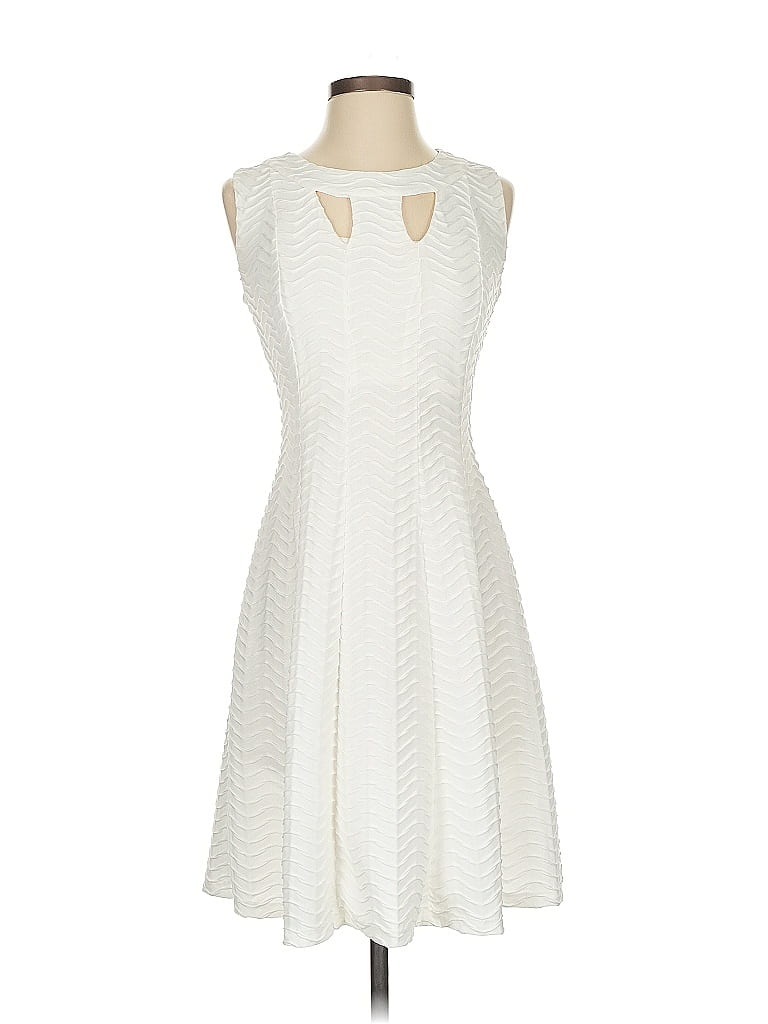 En Focus Studio Chevron-herringbone Ivory Cocktail Dress Size 4 - photo 1