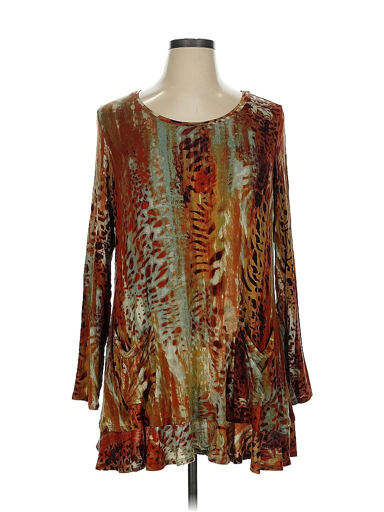 LOGO by Lori Goldstein Brown Long Sleeve Top Size 1X - photo 1