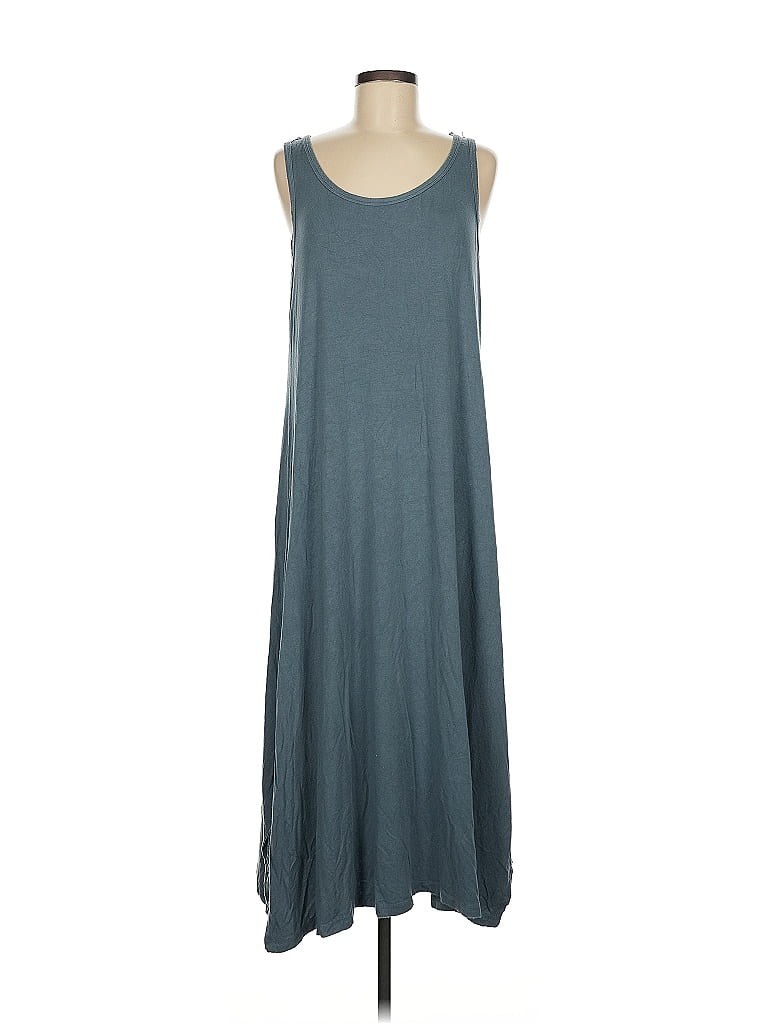 LOGO by Lori Goldstein Solid Teal Casual Dress Size M - photo 1