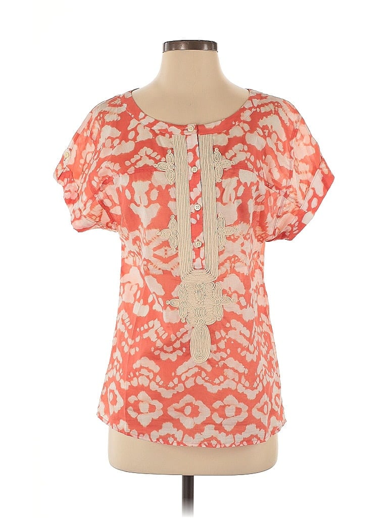 Pre-owned Banana Republic Short Sleeve Blouse In Orange