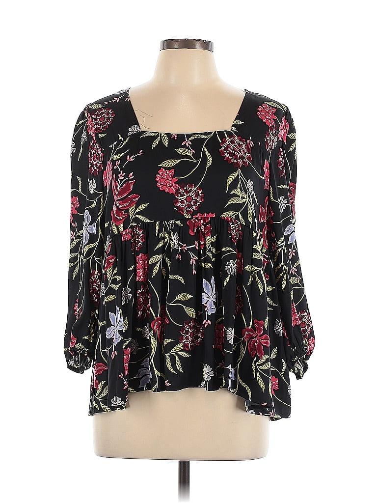 Dolan 100% Polyester Black 3/4 Sleeve Blouse Size L - photo 1