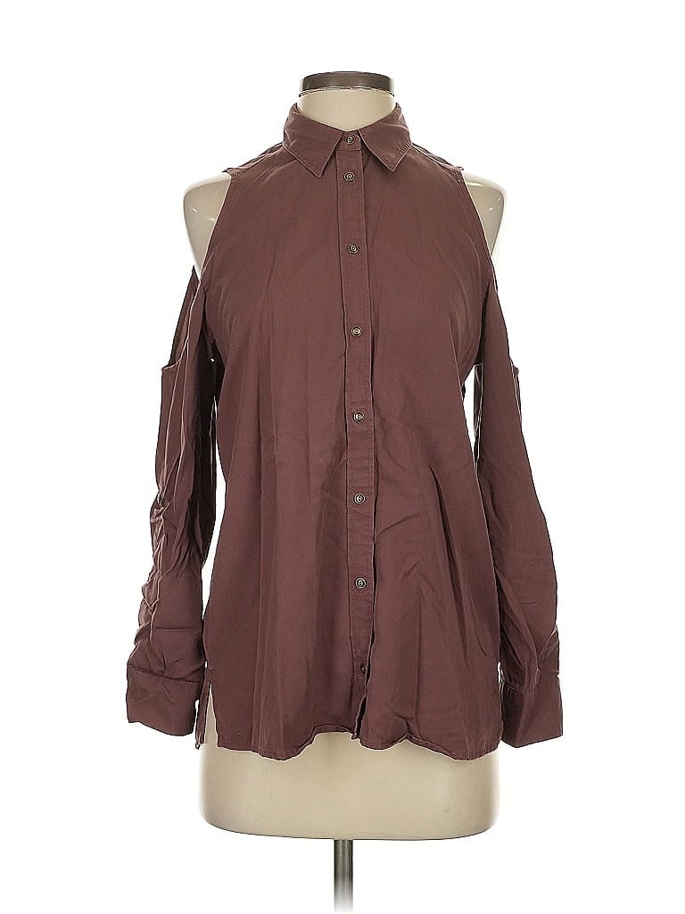 Pre-owned Express Long Sleeve Blouse In Brown